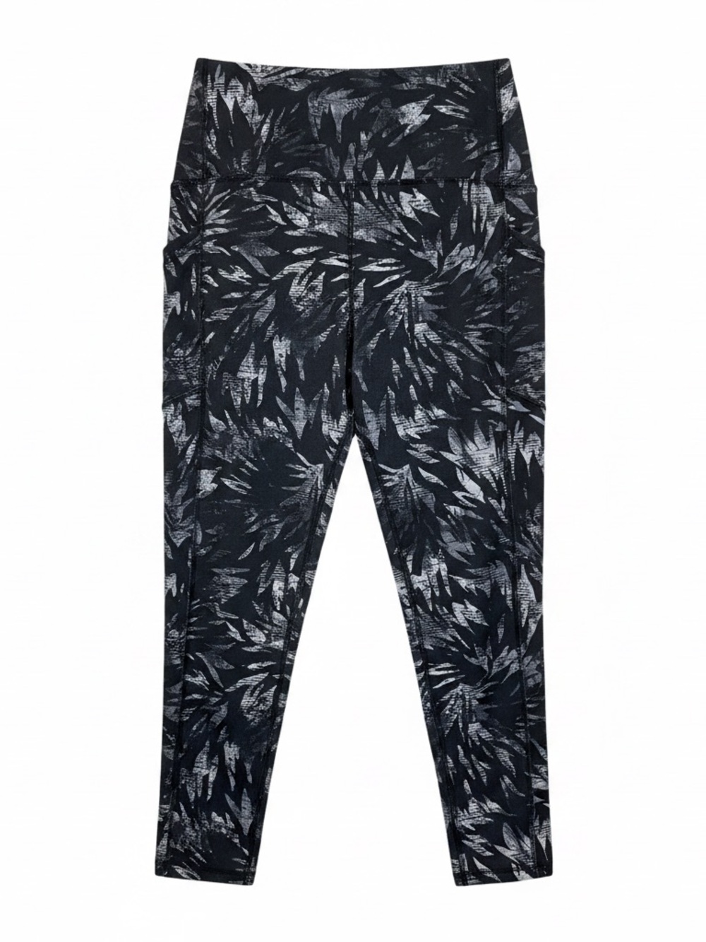 GAIAM Black and Gray Abstract Print Active Leggings